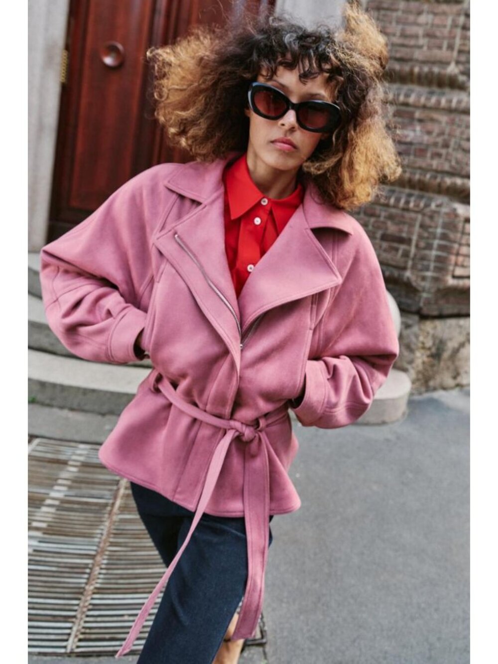 ZARA FAUX SUEDE BELTED JACKET - Picture 3 of 10